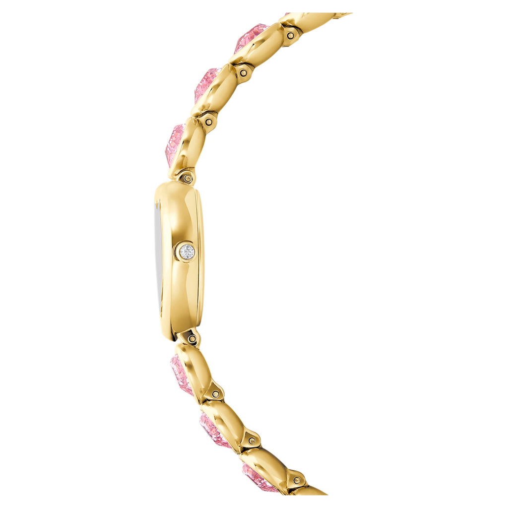 Swarovski Idyllia Heart watch Crystal bracelet, Pink, Gold-tone finish