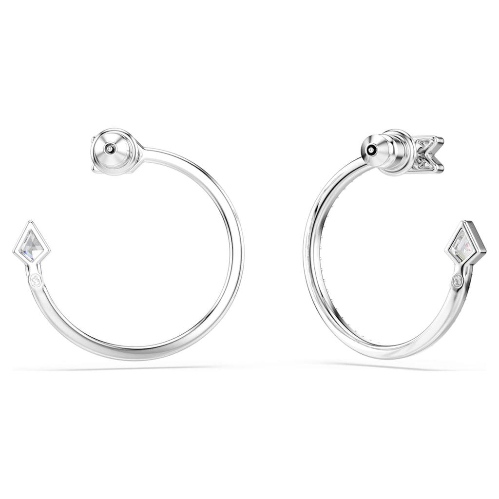 Swarovski Idyllia hoop earrings Mixed cuts, Arrow, White, Rhodium plated