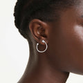 Swarovski Idyllia hoop earrings Mixed cuts, Arrow, White, Rhodium plated