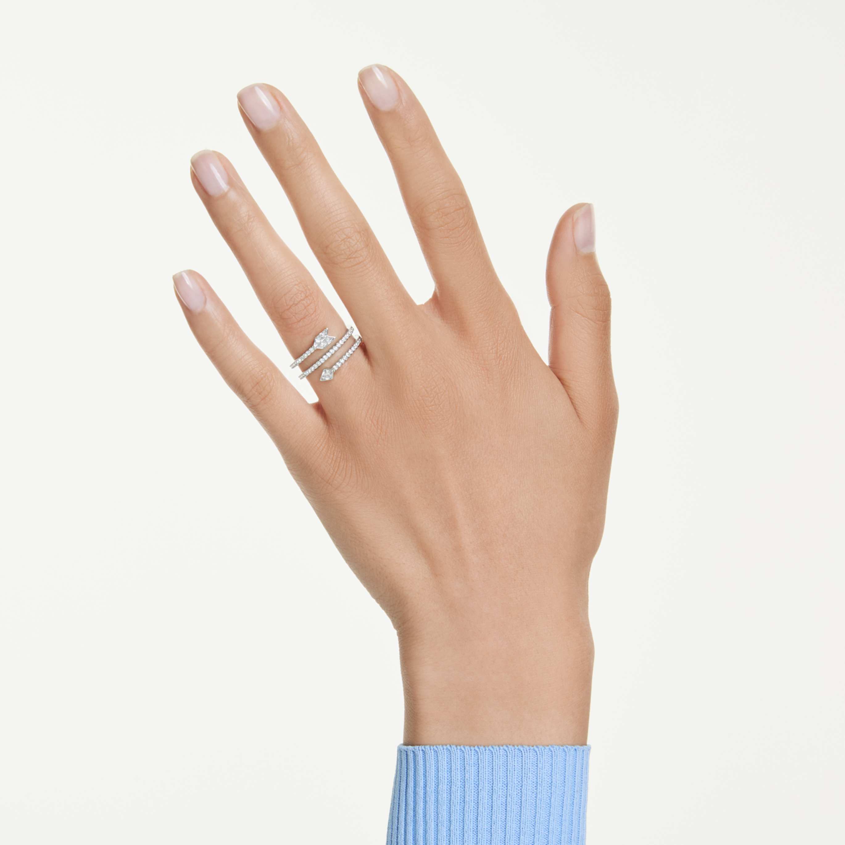 Swarovski Idyllia motif ring Mixed cuts, Arrow, White, Rhodium plated