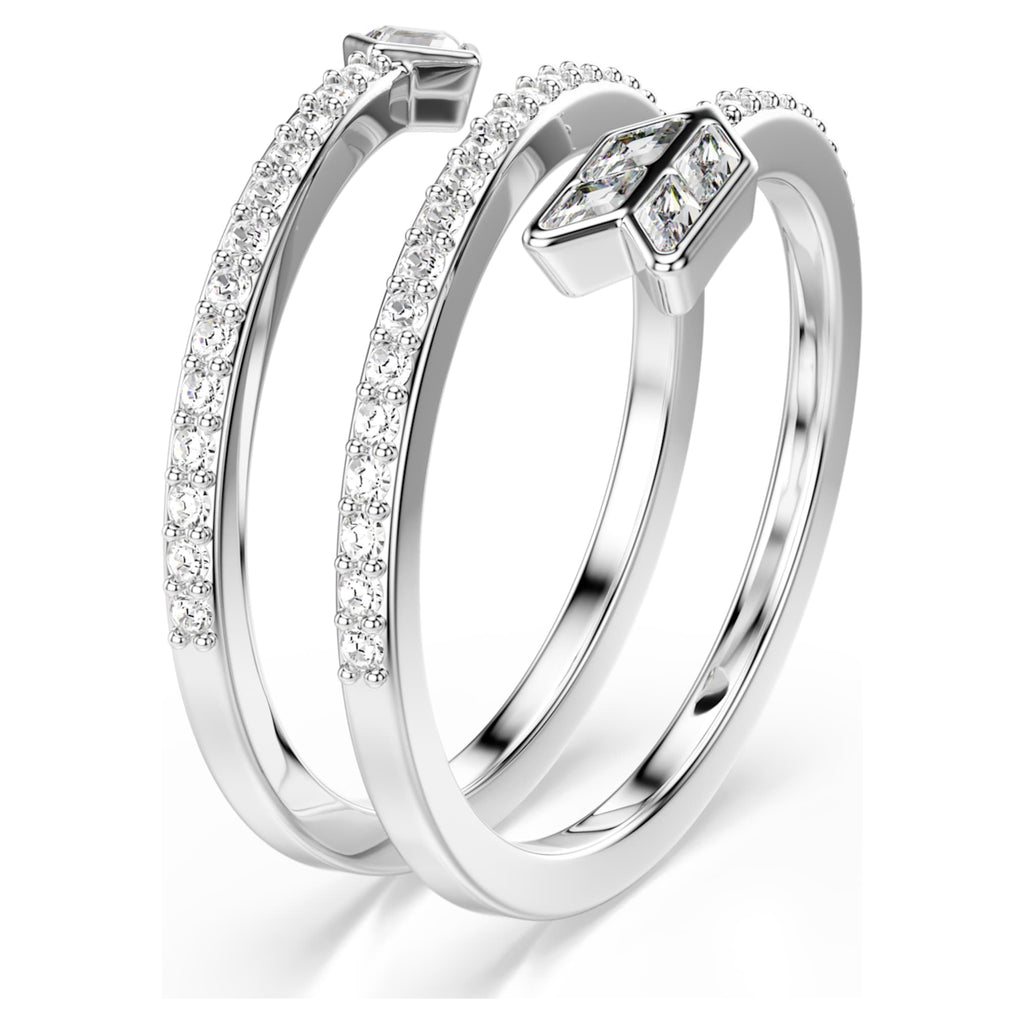 Swarovski Idyllia motif ring Mixed cuts, Arrow, White, Rhodium plated