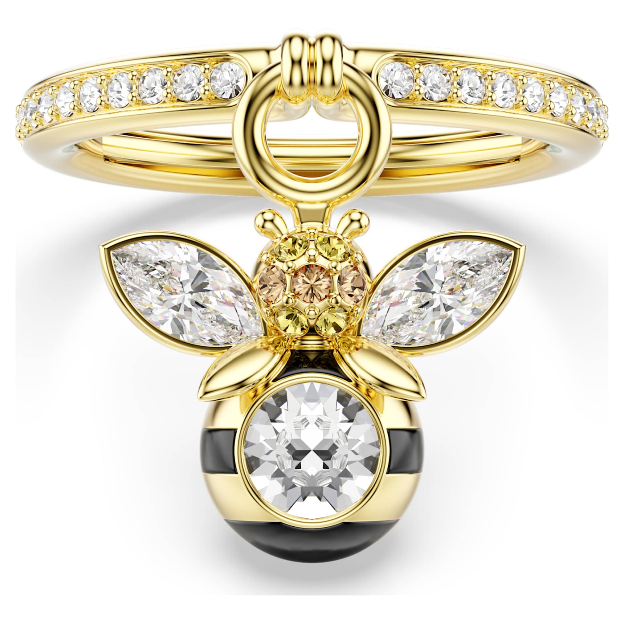 Swarovski Idyllia motif ring Mixed cuts, Bee, Multicolored, 18K gold finish