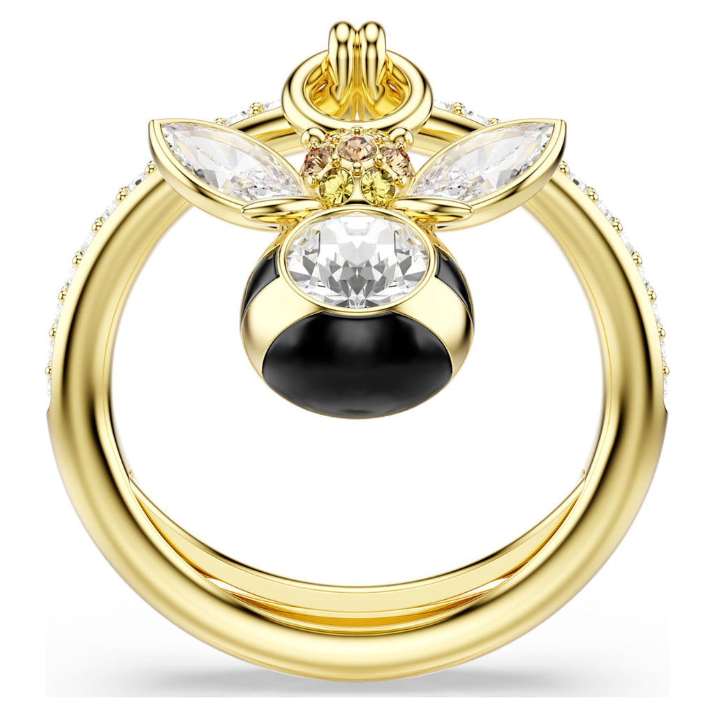 Swarovski Idyllia motif ring Mixed cuts, Bee, Multicolored, 18K gold finish