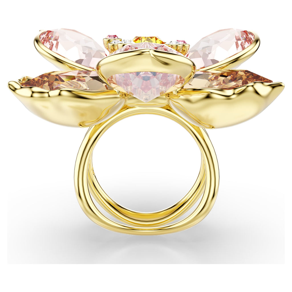 Swarovski Idyllia motif ring Mixed cuts, Flower, Multicolored, 18K gold finish