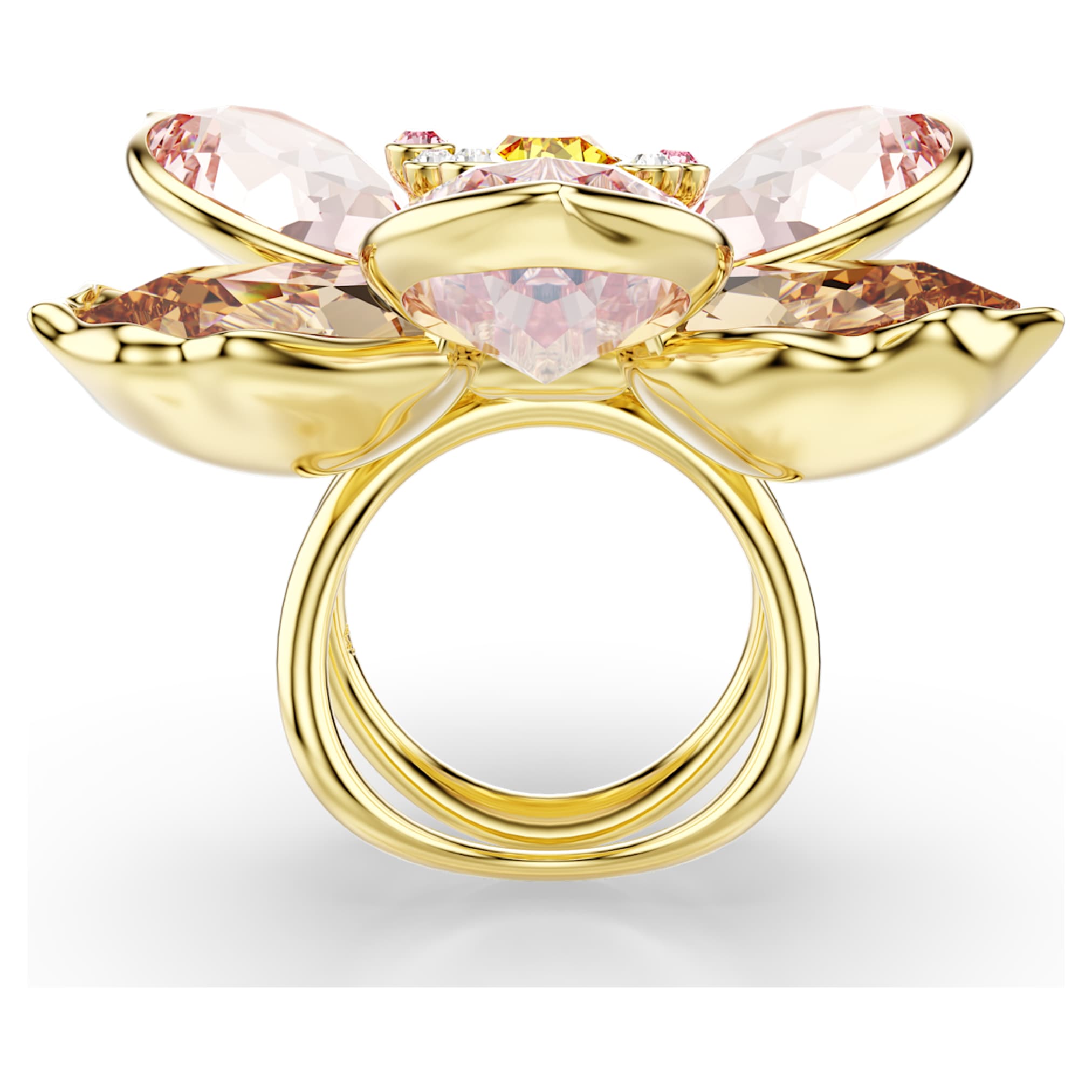 Swarovski Idyllia motif ring Mixed cuts, Flower, Multicolored, 18K gold finish