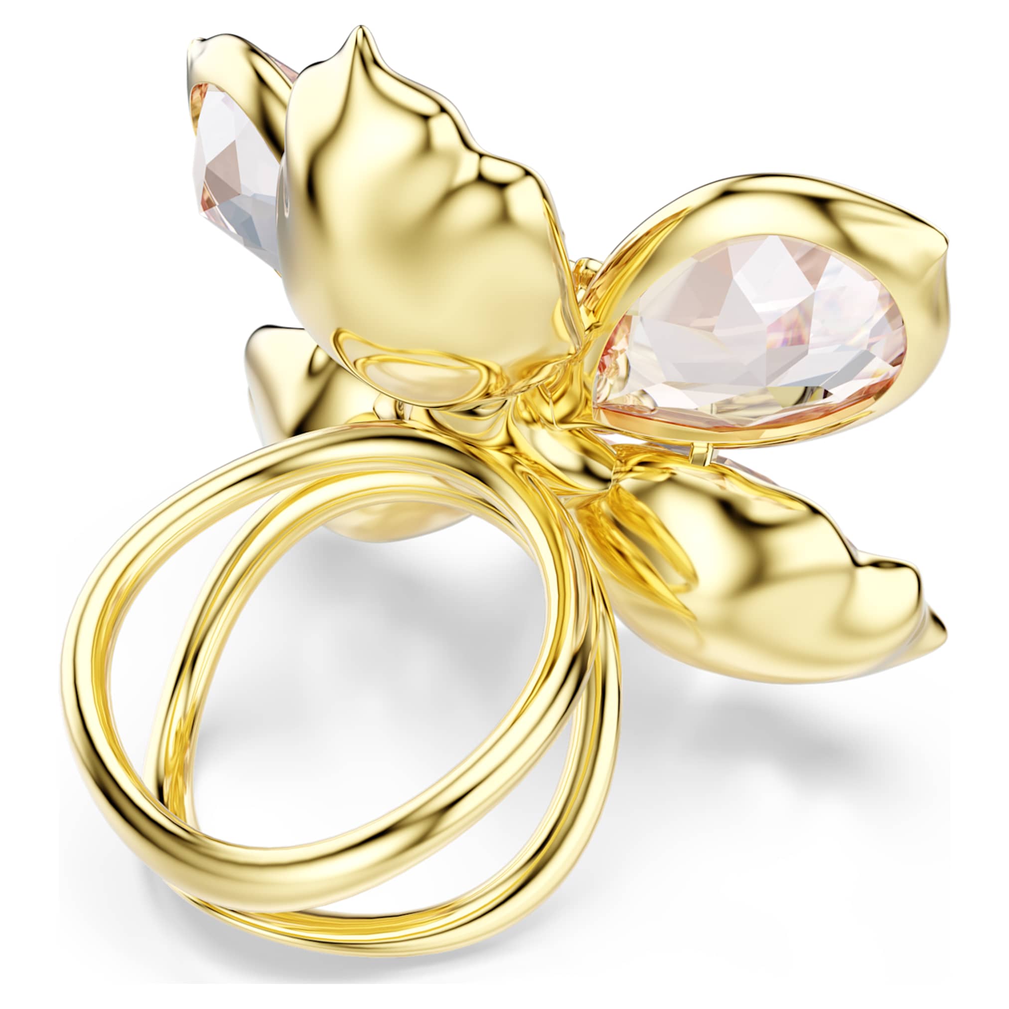 Swarovski Idyllia motif ring Mixed cuts, Flower, Multicolored, 18K gold finish