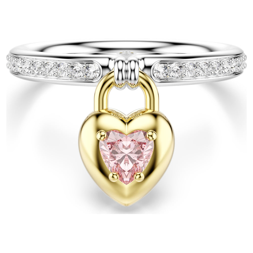 Swarovski Idyllia motif ring Mixed cuts, Heart, Pink, Mixed metal finish