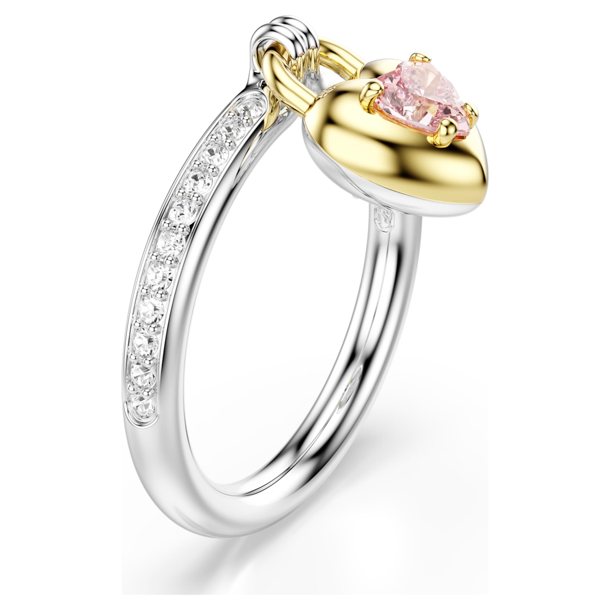 Swarovski Idyllia motif ring Mixed cuts, Heart, Pink, Mixed metal finish
