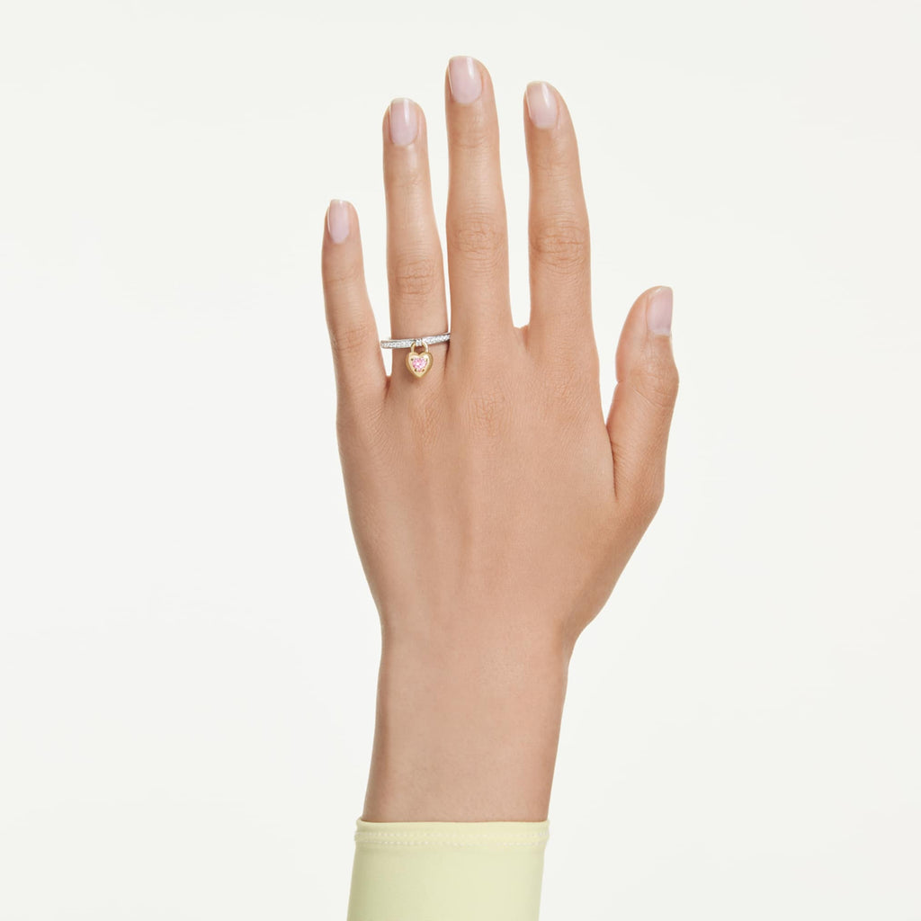Swarovski Idyllia motif ring Mixed cuts, Heart, Pink, Mixed metal finish