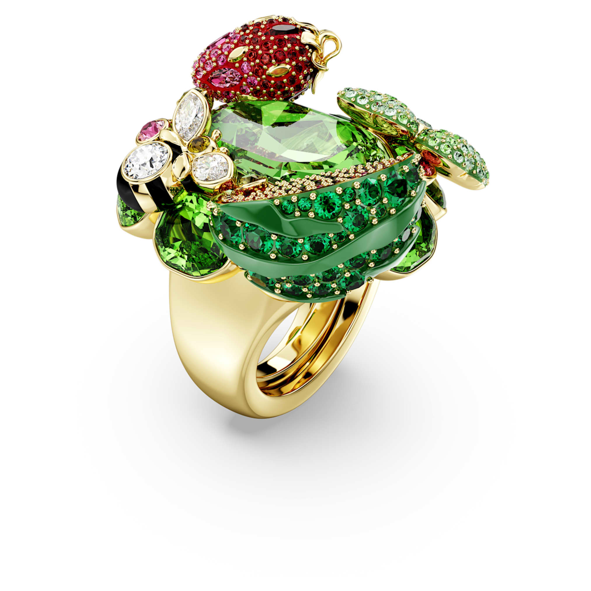 Swarovski Idyllia motif ring Multicolored, 18K gold finish