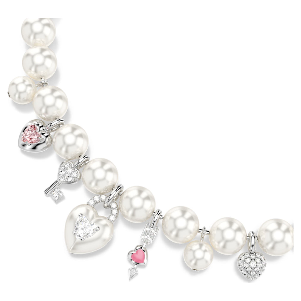Swarovski Idyllia necklace Crystal pearl, Mixed cuts, White, Rhodium plated