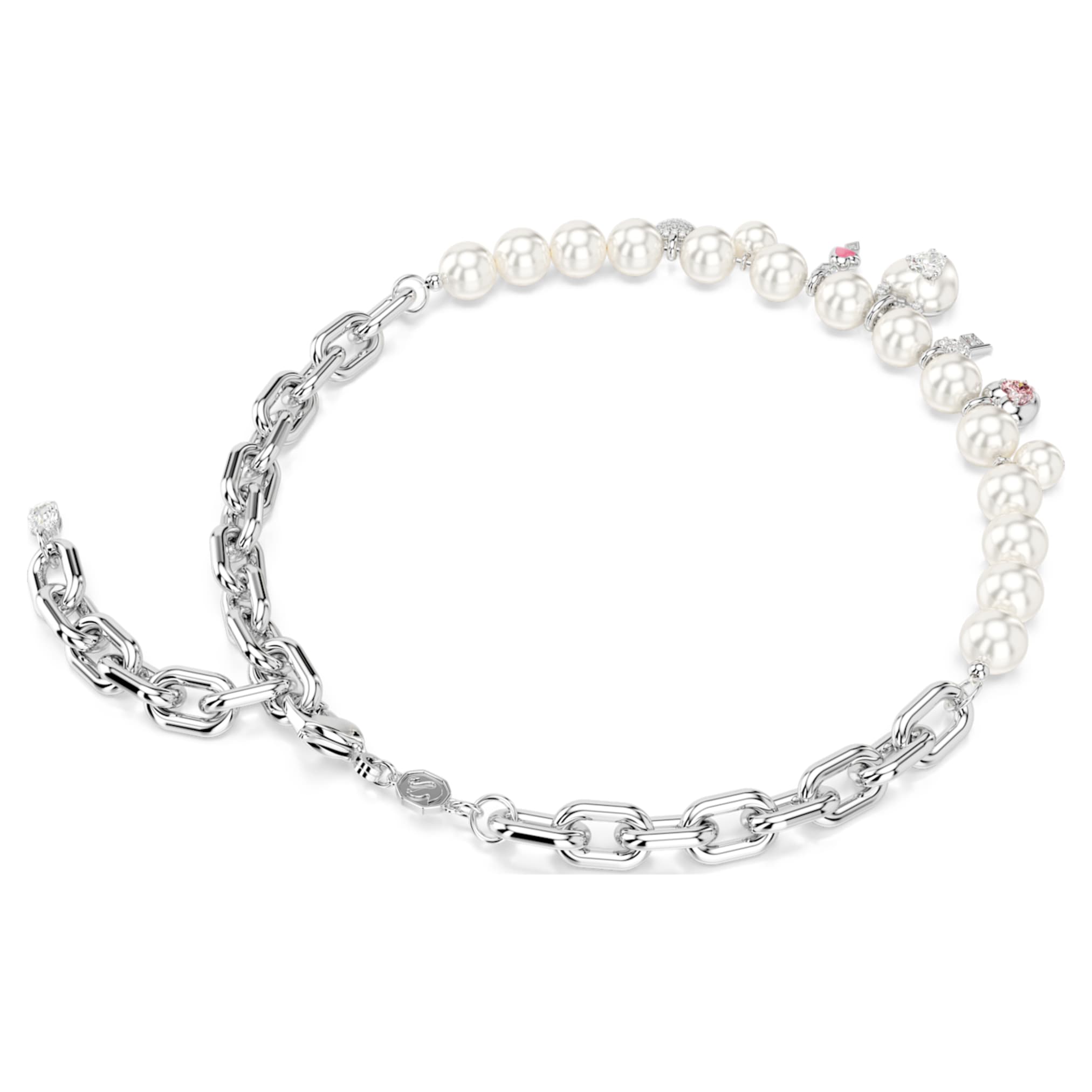 Swarovski Idyllia necklace Crystal pearl, Mixed cuts, White, Rhodium plated