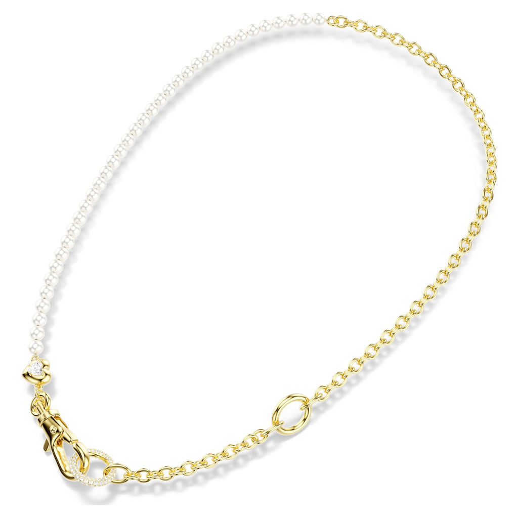 Swarovski Idyllia necklace Crystal pearl, White, 18K gold finish