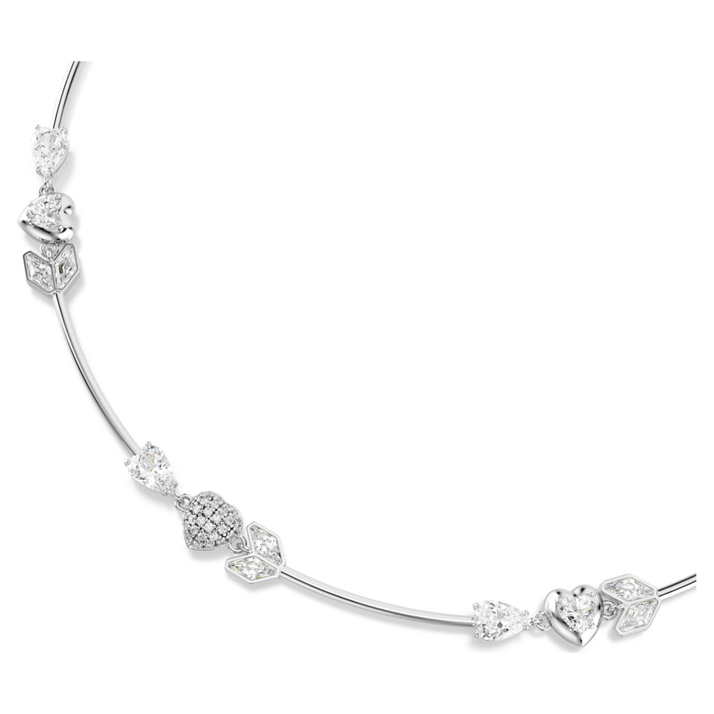 Swarovski Idyllia necklace Heart with arrow, White, Rhodium plated