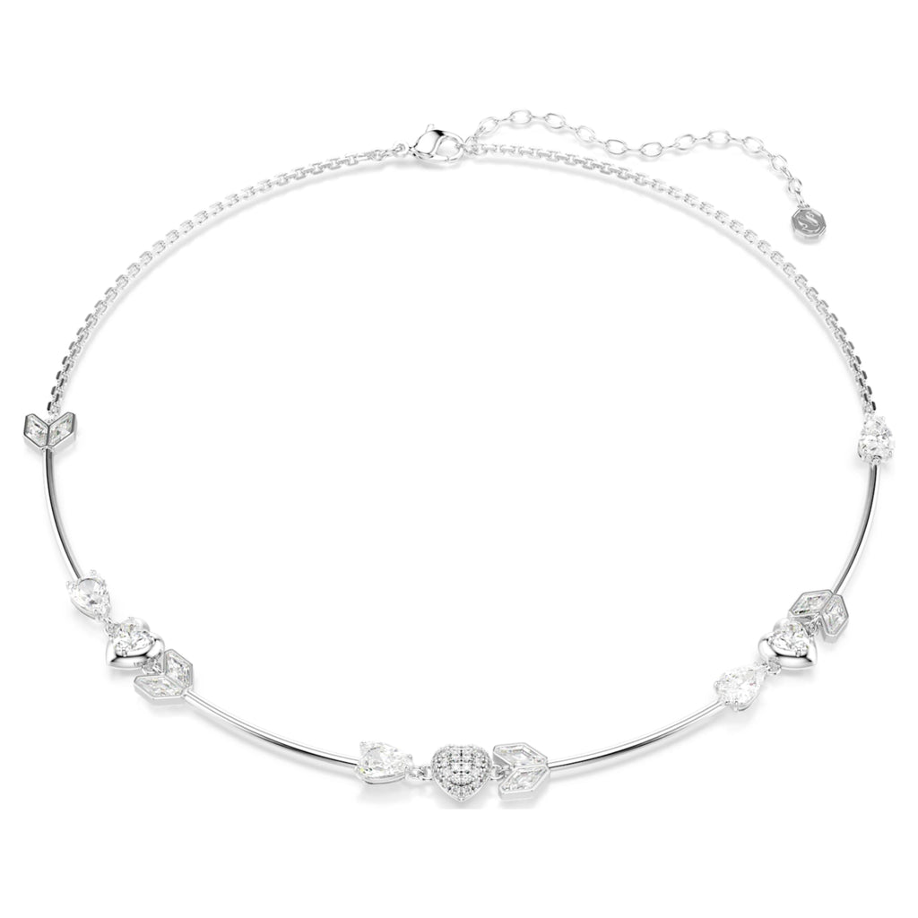 Swarovski Idyllia necklace Heart with arrow, White, Rhodium plated