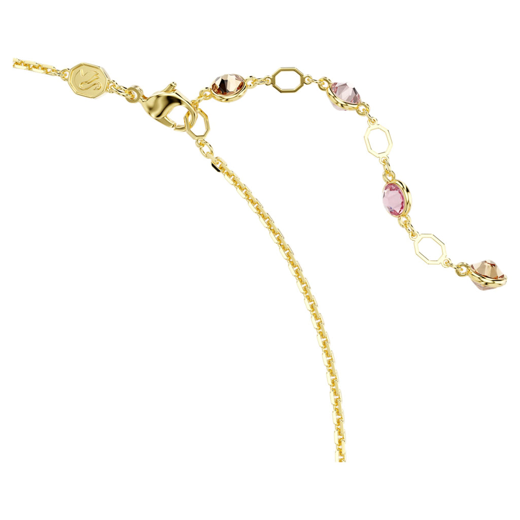 Swarovski Idyllia necklace Mixed cuts, Flower, Multicolored, 18K gold finish