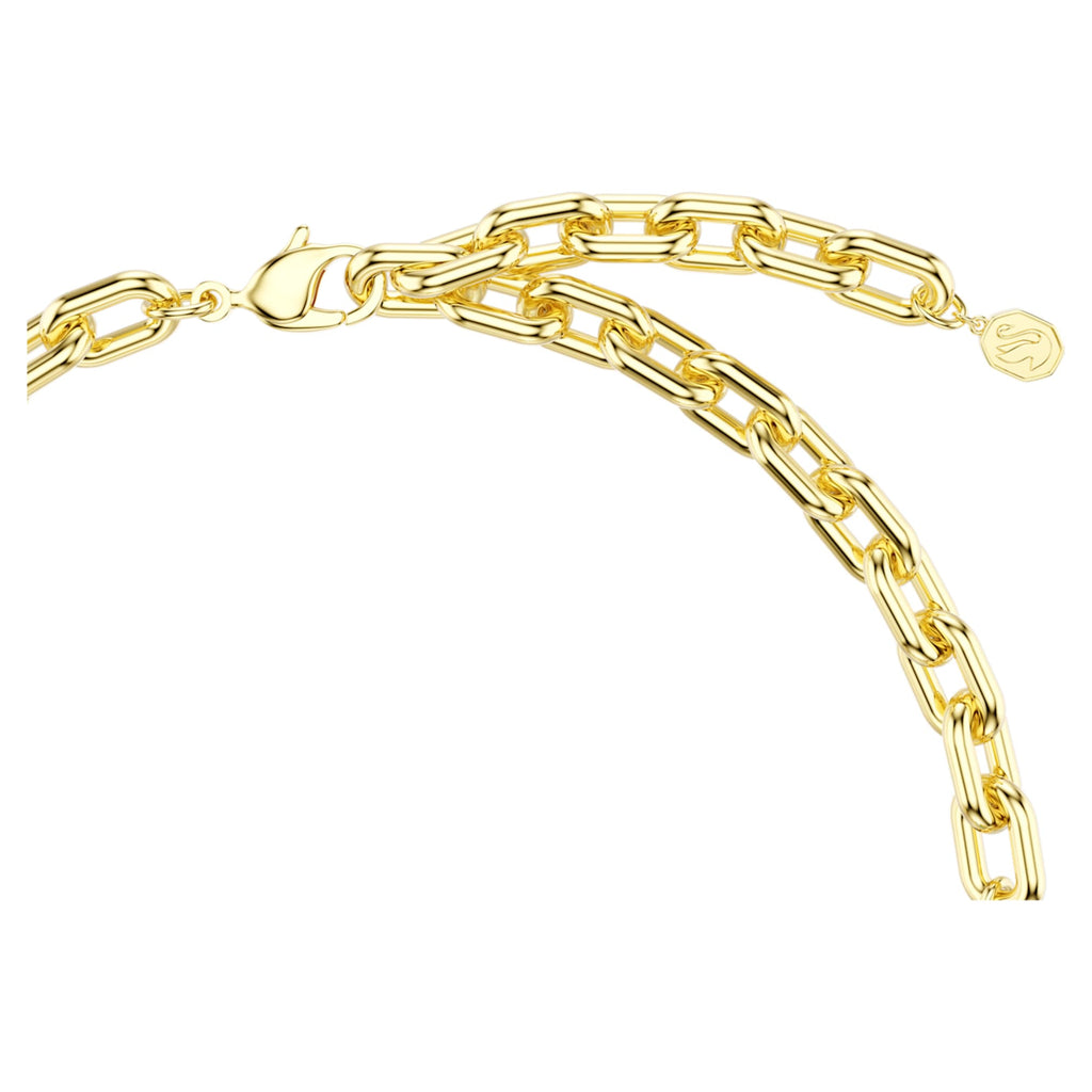 Swarovski Idyllia necklace Mixed cuts, Pavé, Flower, Multicolored, 18K gold finish