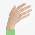 Swarovski Idyllia open ring Mixed cuts, Flower, Green, 18K gold finish