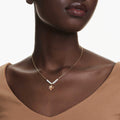 Swarovski Idyllia pendant Crystal pearl, Mixed cuts, Flower, Multicolored, 18K gold finish