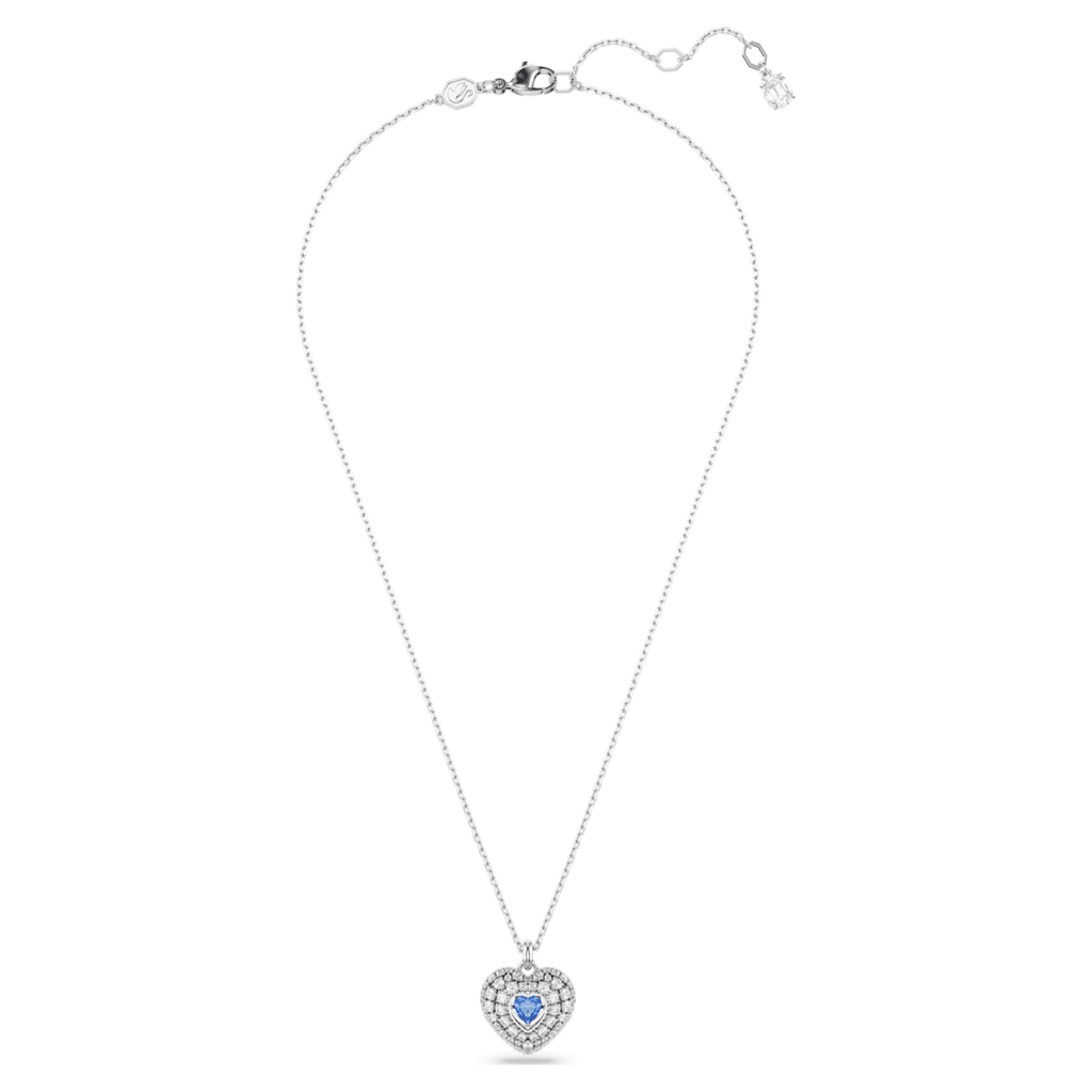 Swarovski Idyllia pendant Heart, Blue, Rhodium plated