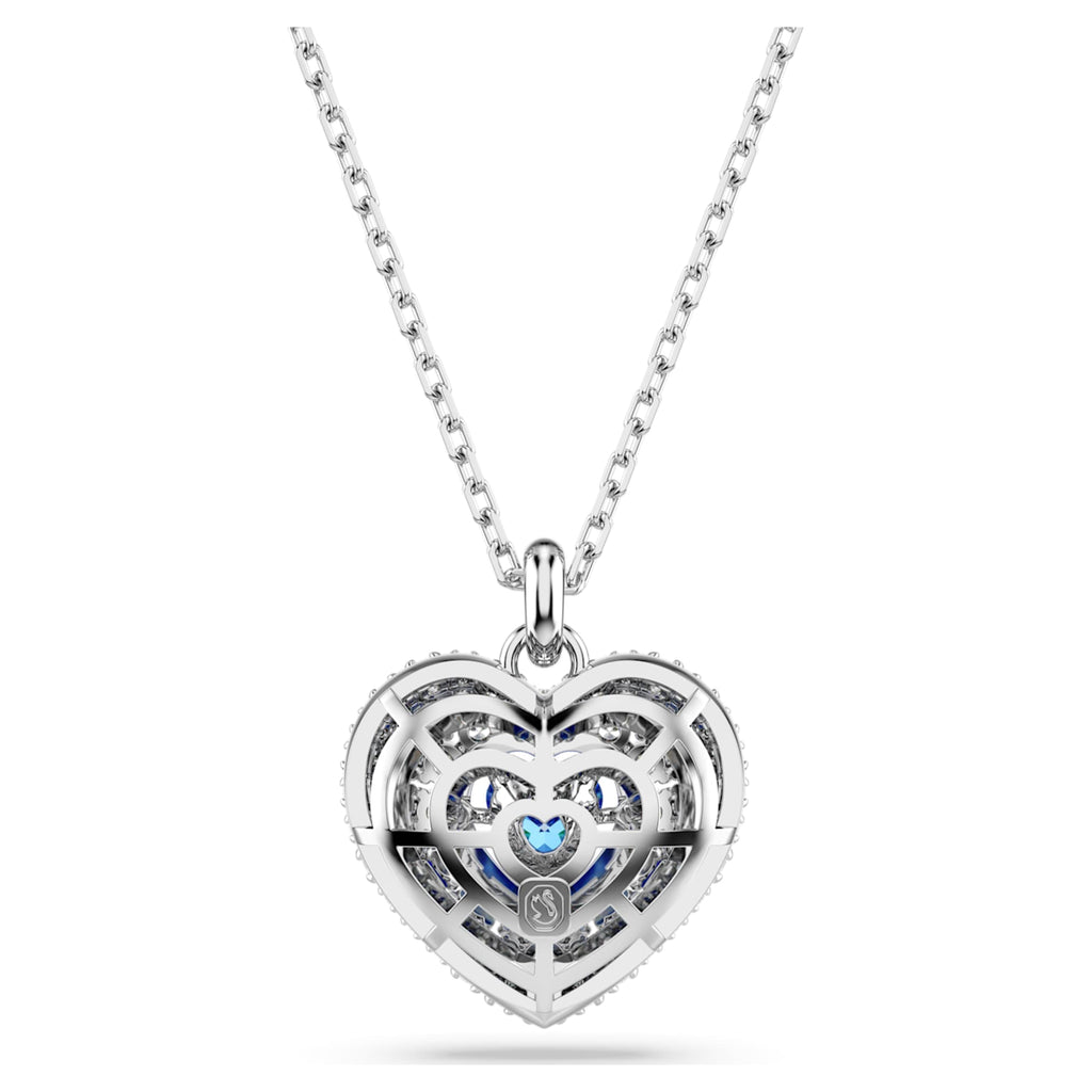 Swarovski Idyllia pendant Heart, Blue, Rhodium plated