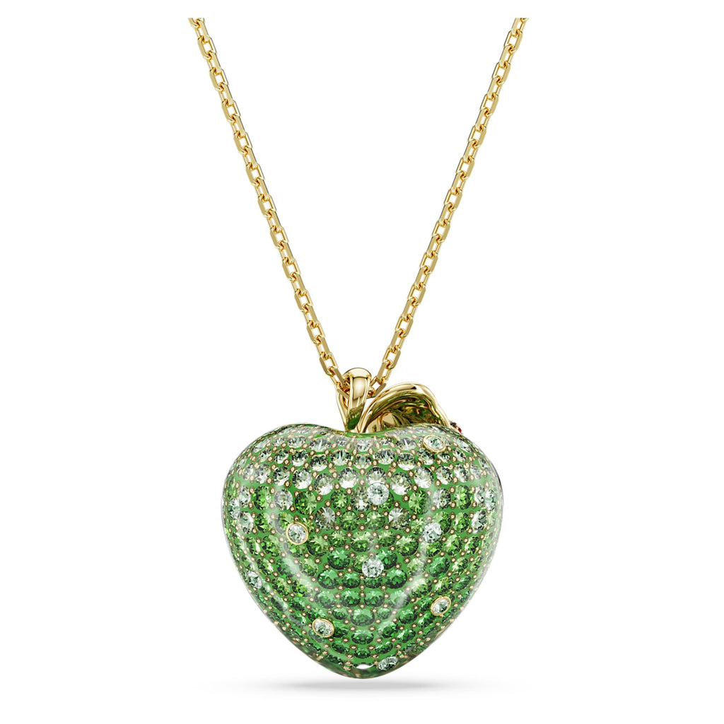Swarovski Idyllia pendant Mixed cuts, Apple, Green, 18K gold finish