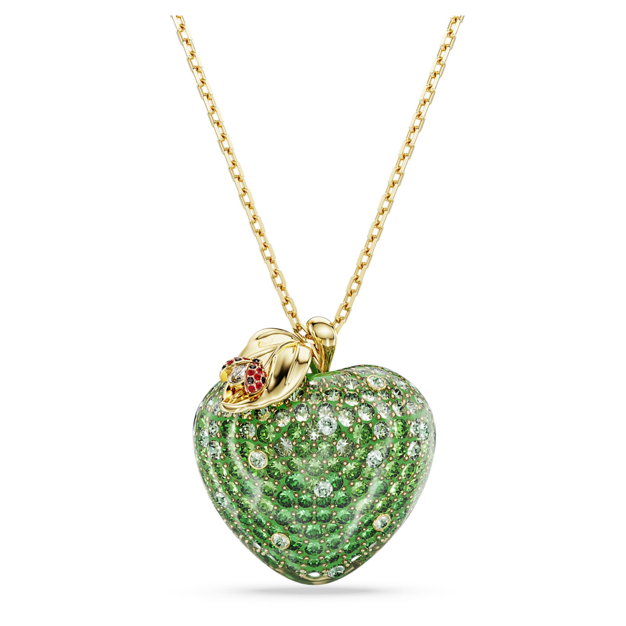 Swarovski Idyllia pendant Mixed cuts, Apple, Green, 18K gold finish