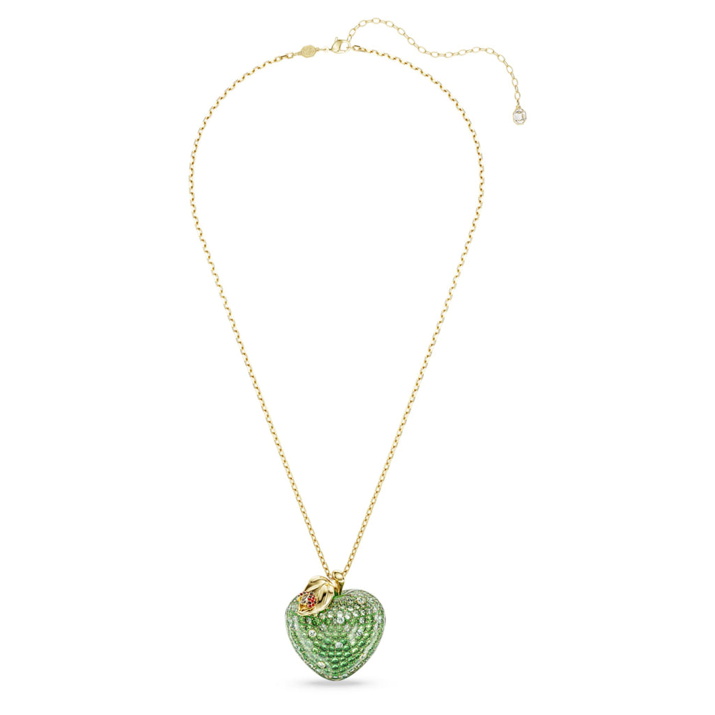 Swarovski Idyllia pendant Mixed cuts, Apple, Green, 18K gold finish