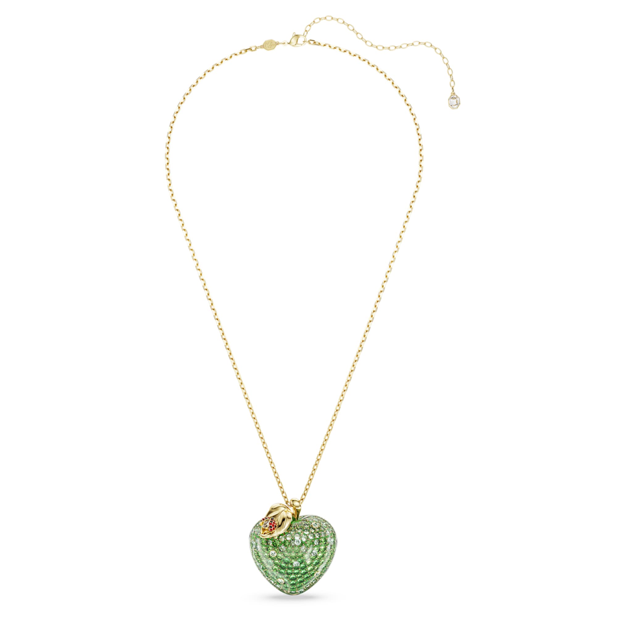 Swarovski Idyllia pendant Mixed cuts, Apple, Green, 18K gold finish