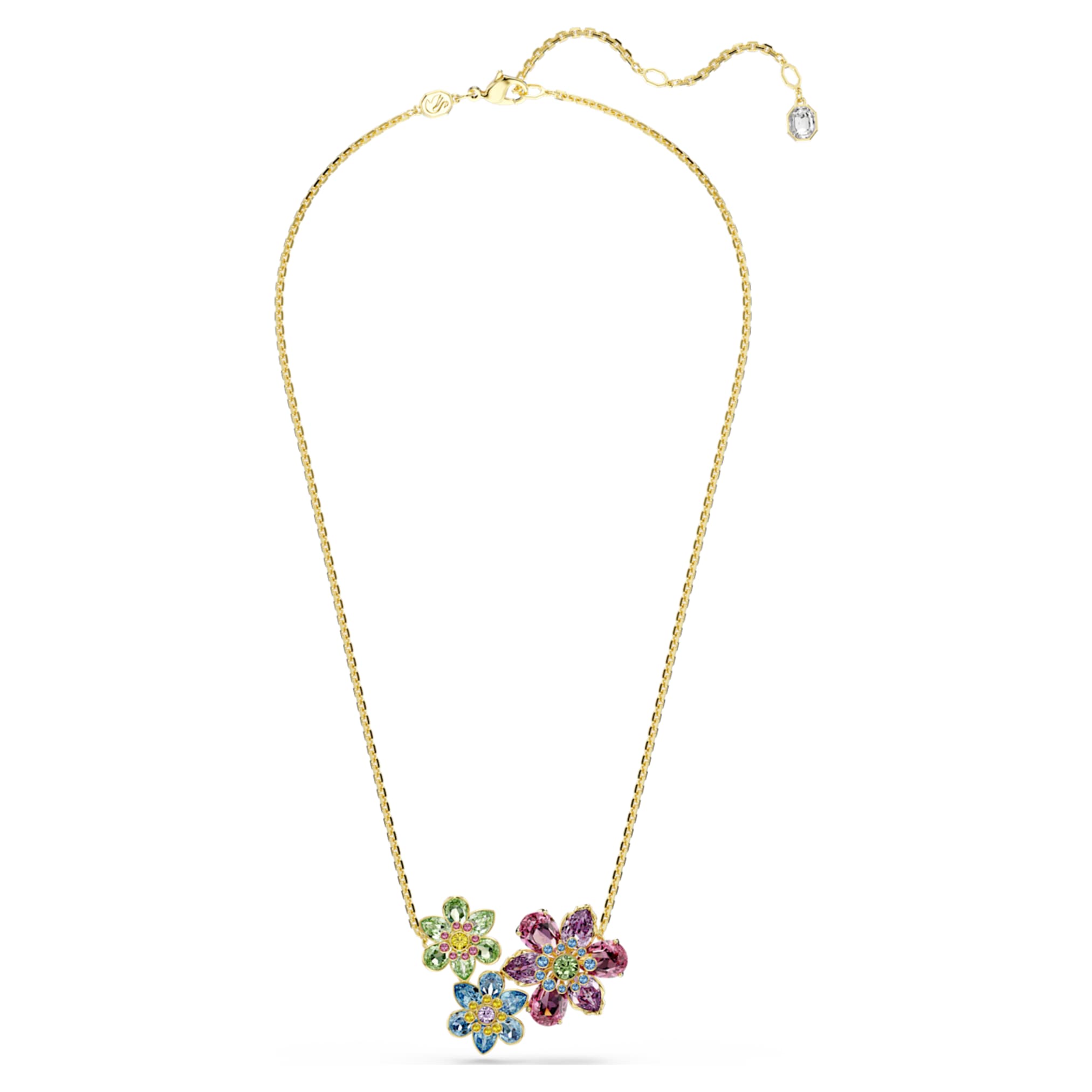 Swarovski Idyllia pendant Mixed cuts, Flower, Multicolored, 18K gold finish
