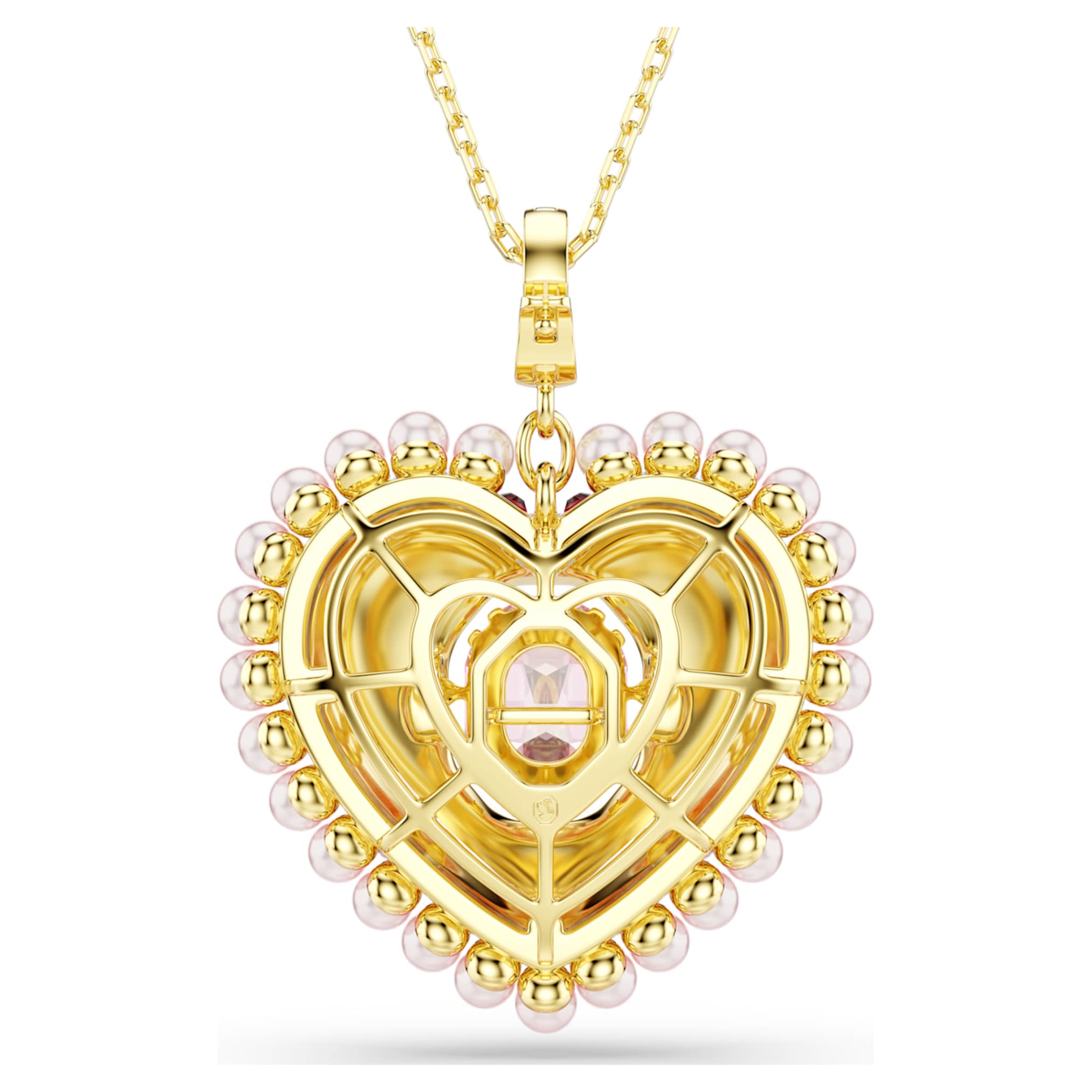 Swarovski Idyllia pendant Mixed cuts, Heart, Pink, 18K gold finish