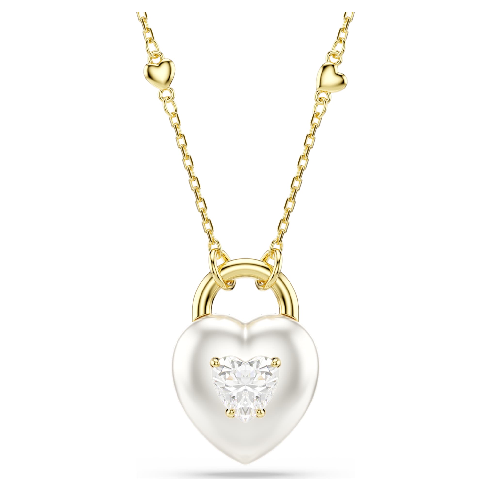 Swarovski Idyllia pendant Mixed cuts, Heart, White, 18K gold finish