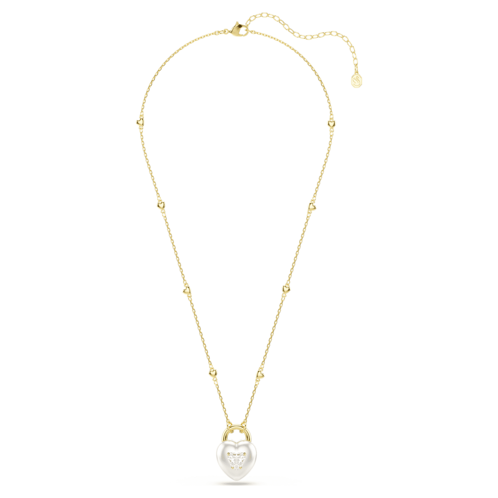 Swarovski Idyllia pendant Mixed cuts, Heart, White, 18K gold finish