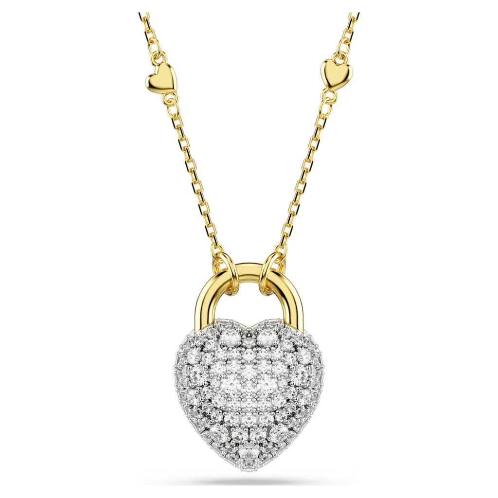 Swarovski Idyllia pendant Mixed cuts, Heart, White, 18K gold finish