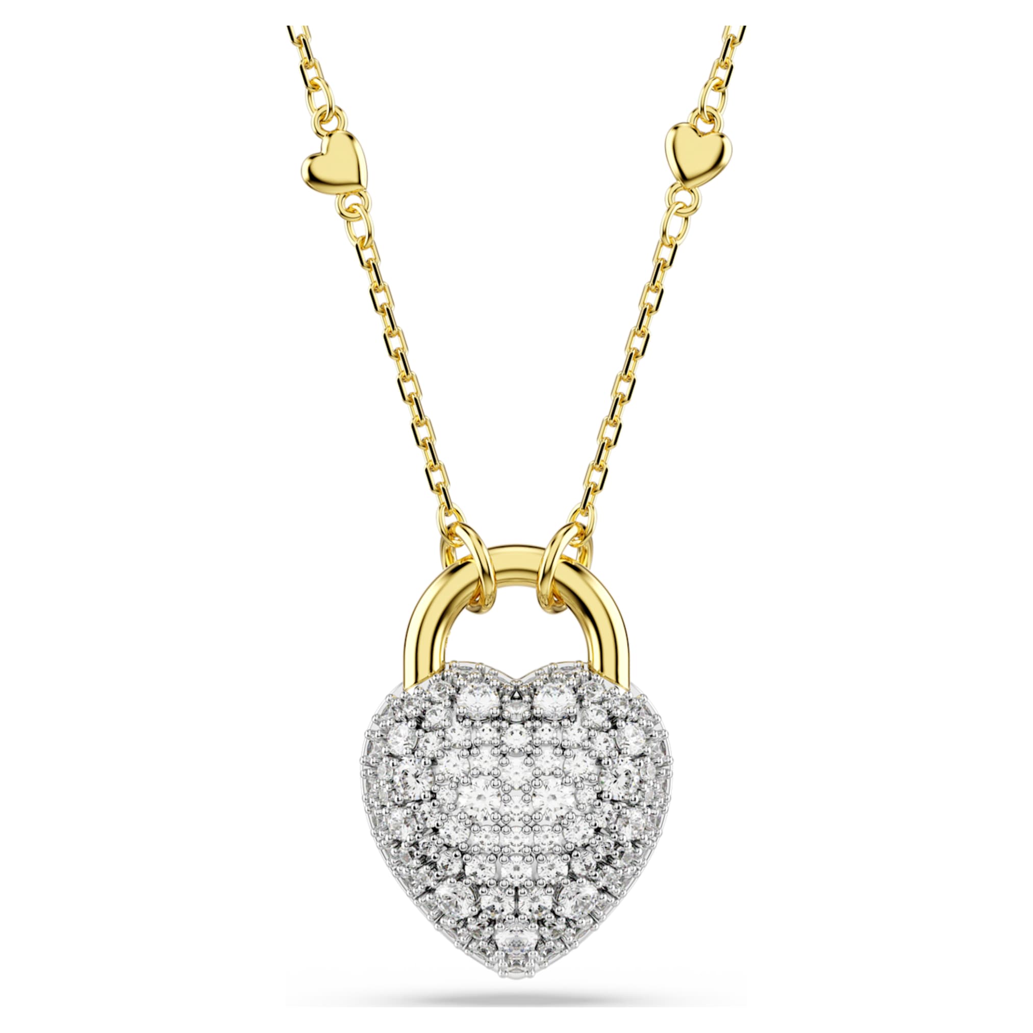 Swarovski Idyllia pendant Mixed cuts, Heart, White, 18K gold finish
