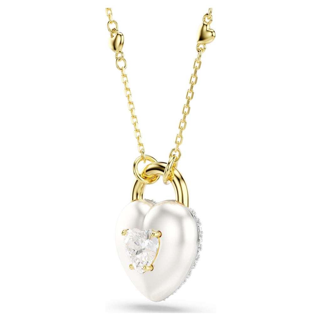 Swarovski Idyllia pendant Mixed cuts, Heart, White, 18K gold finish