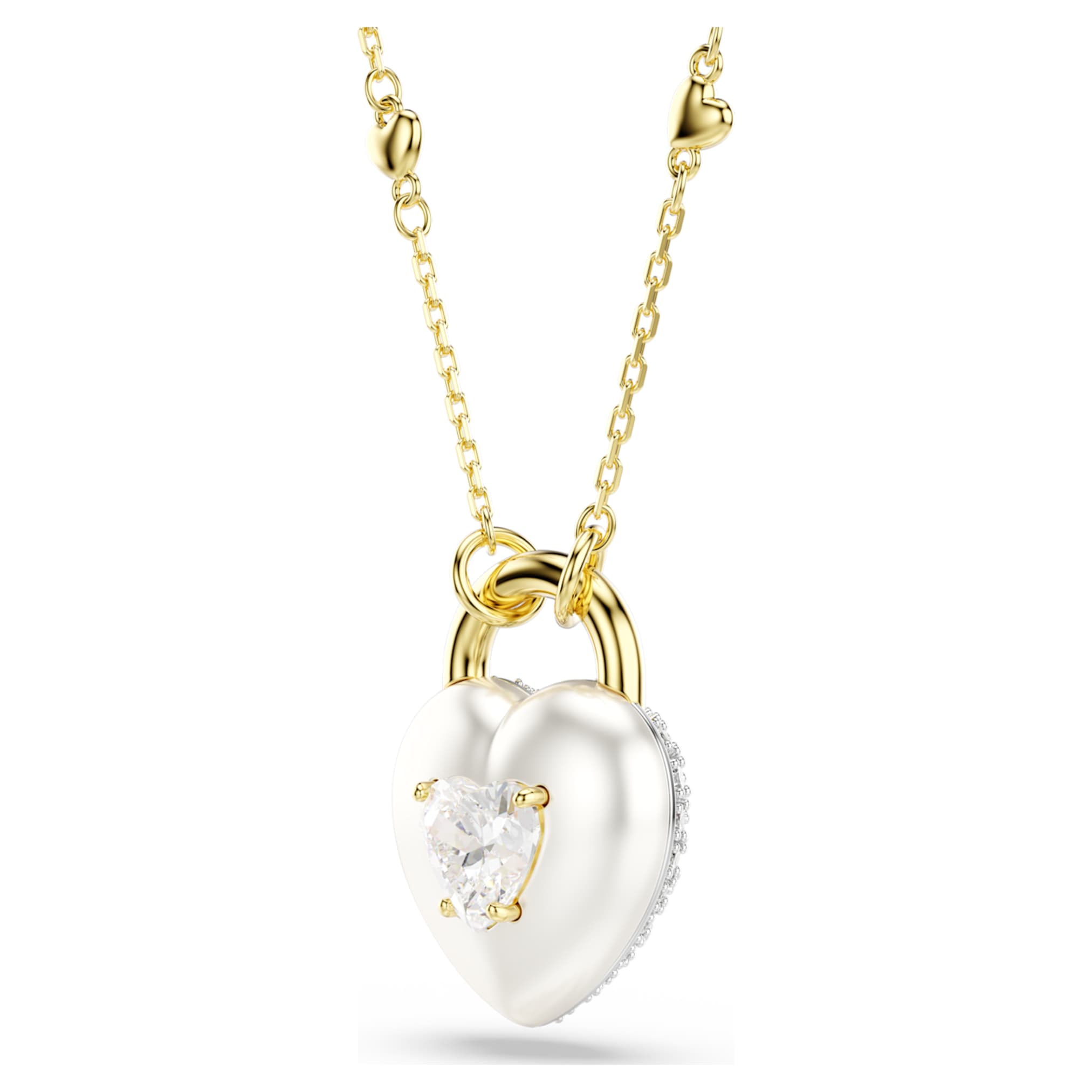 Swarovski Idyllia pendant Mixed cuts, Heart, White, 18K gold finish
