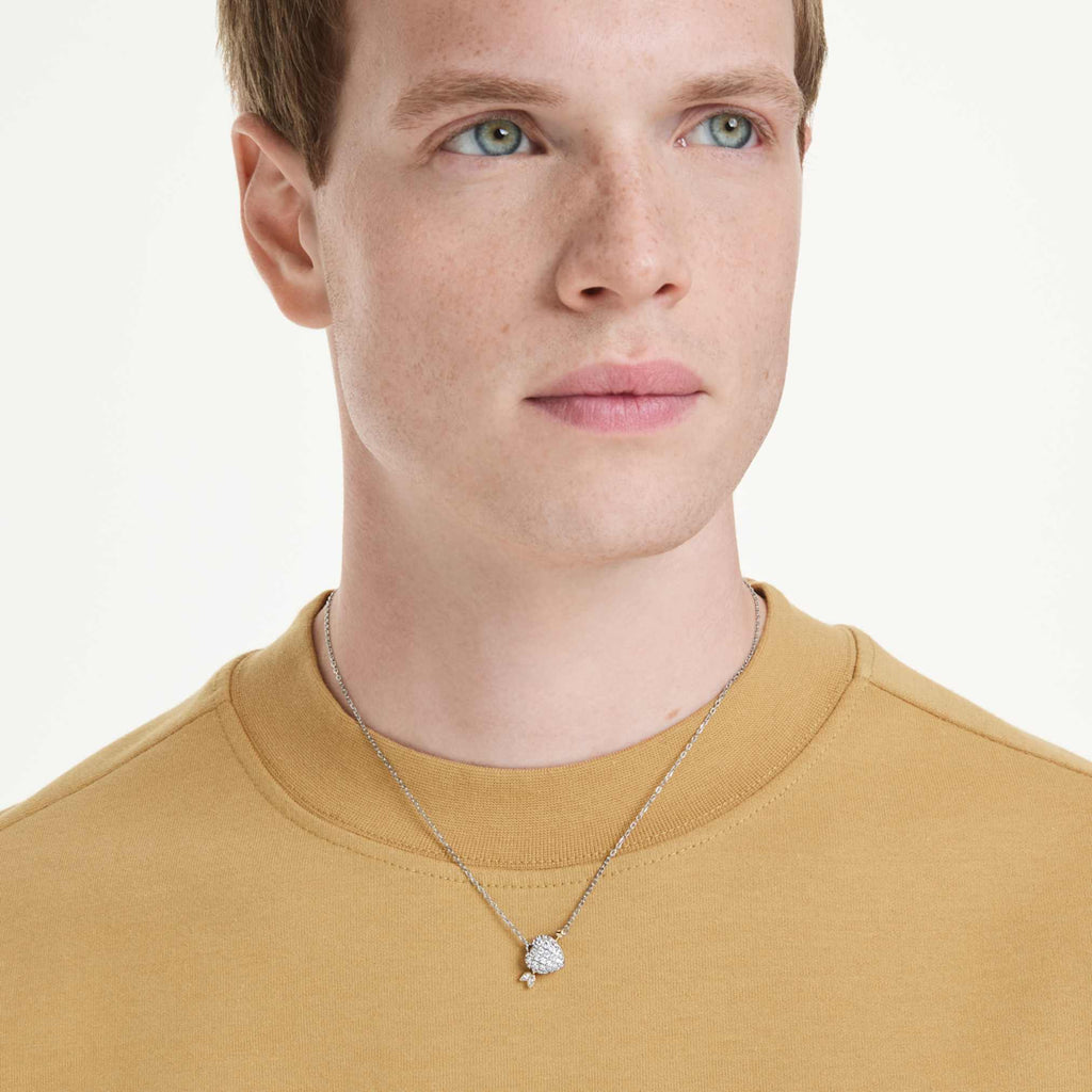 Swarovski Idyllia pendant Mixed cuts, Heart with arrow, White, Mixed metal finish