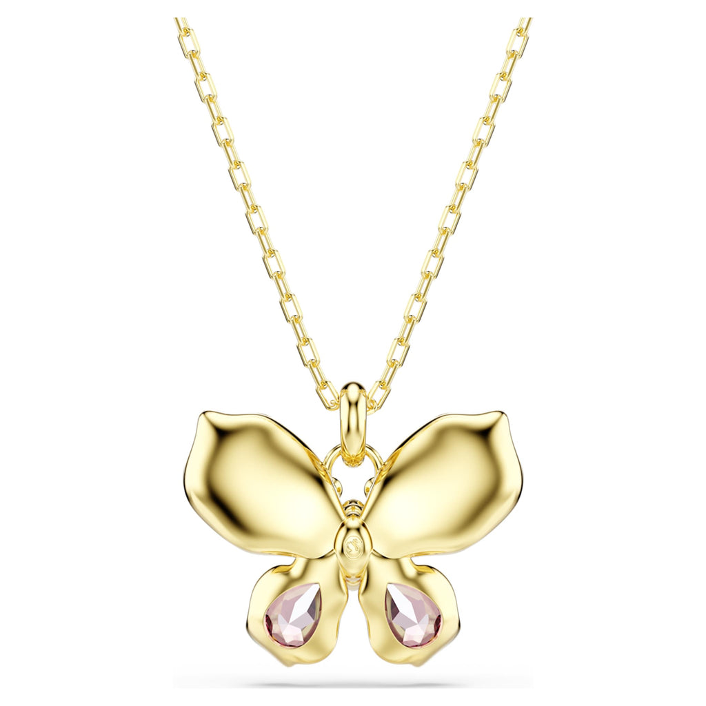 Swarovski Idyllia pendant Mixed cuts, Pavé, Butterfly, Multicolored, 18K gold finish