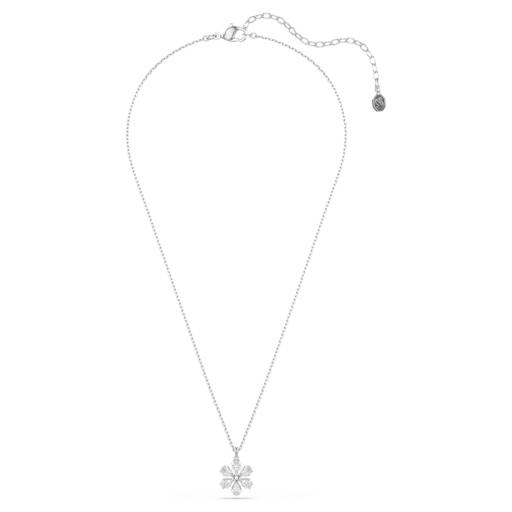 Swarovski Idyllia pendant Mixed cuts, Snowflake, White, Rhodium plated