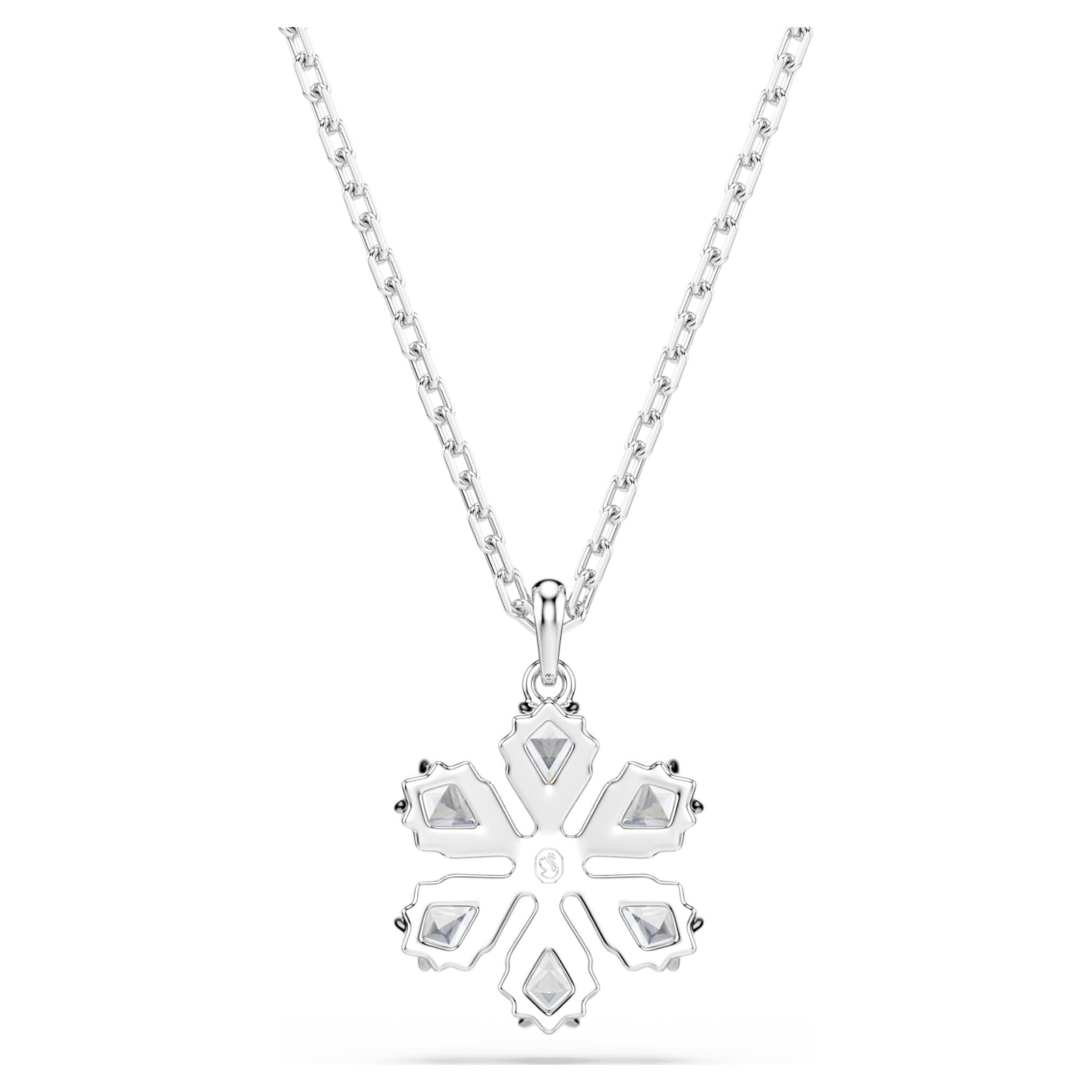 Swarovski Idyllia pendant Mixed cuts, Snowflake, White, Rhodium plated