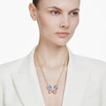 Swarovski Idyllia pendant and brooch Mixed cuts, Pavé, Butterfly, Multicolored, 18K gold finish