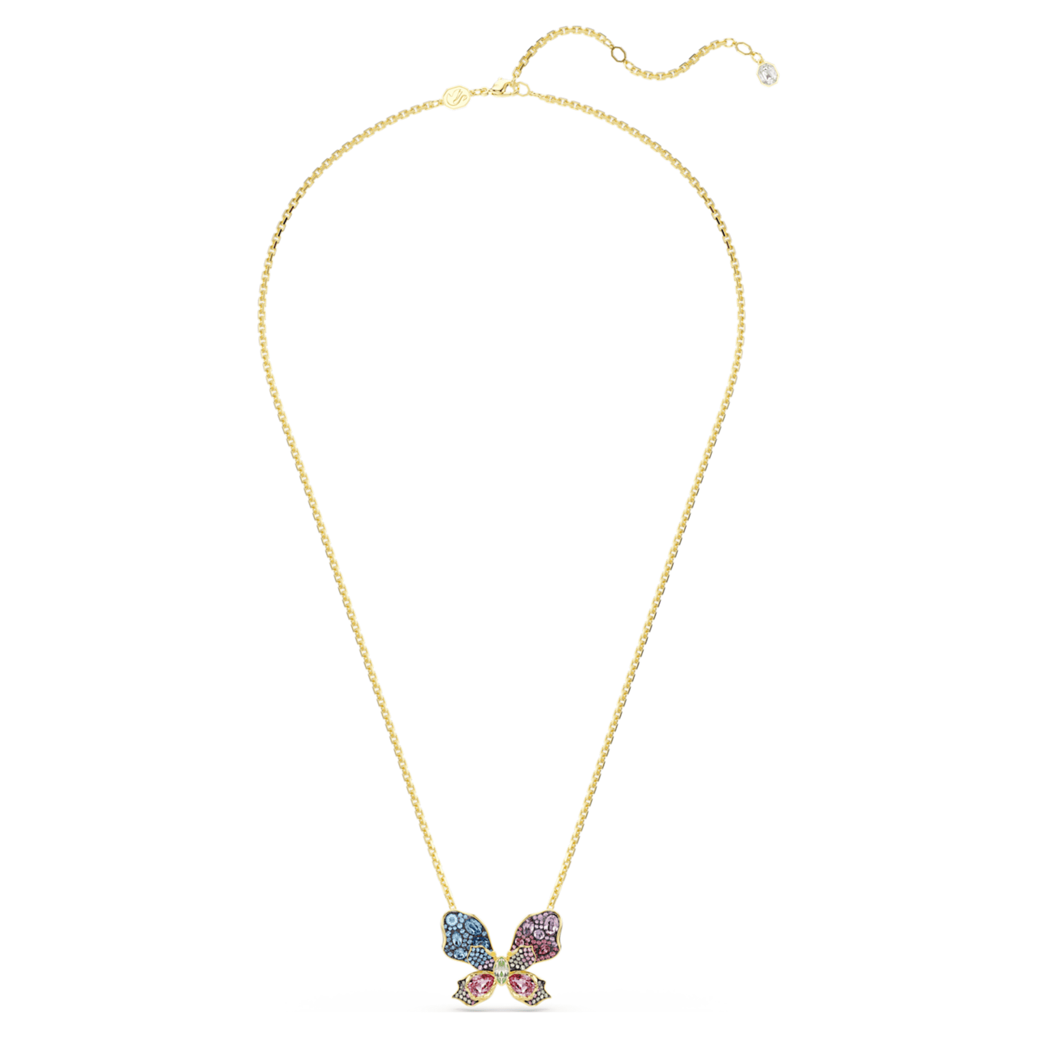 Swarovski Idyllia pendant and brooch Mixed cuts, Pavé, Butterfly, Multicolored, 18K gold finish