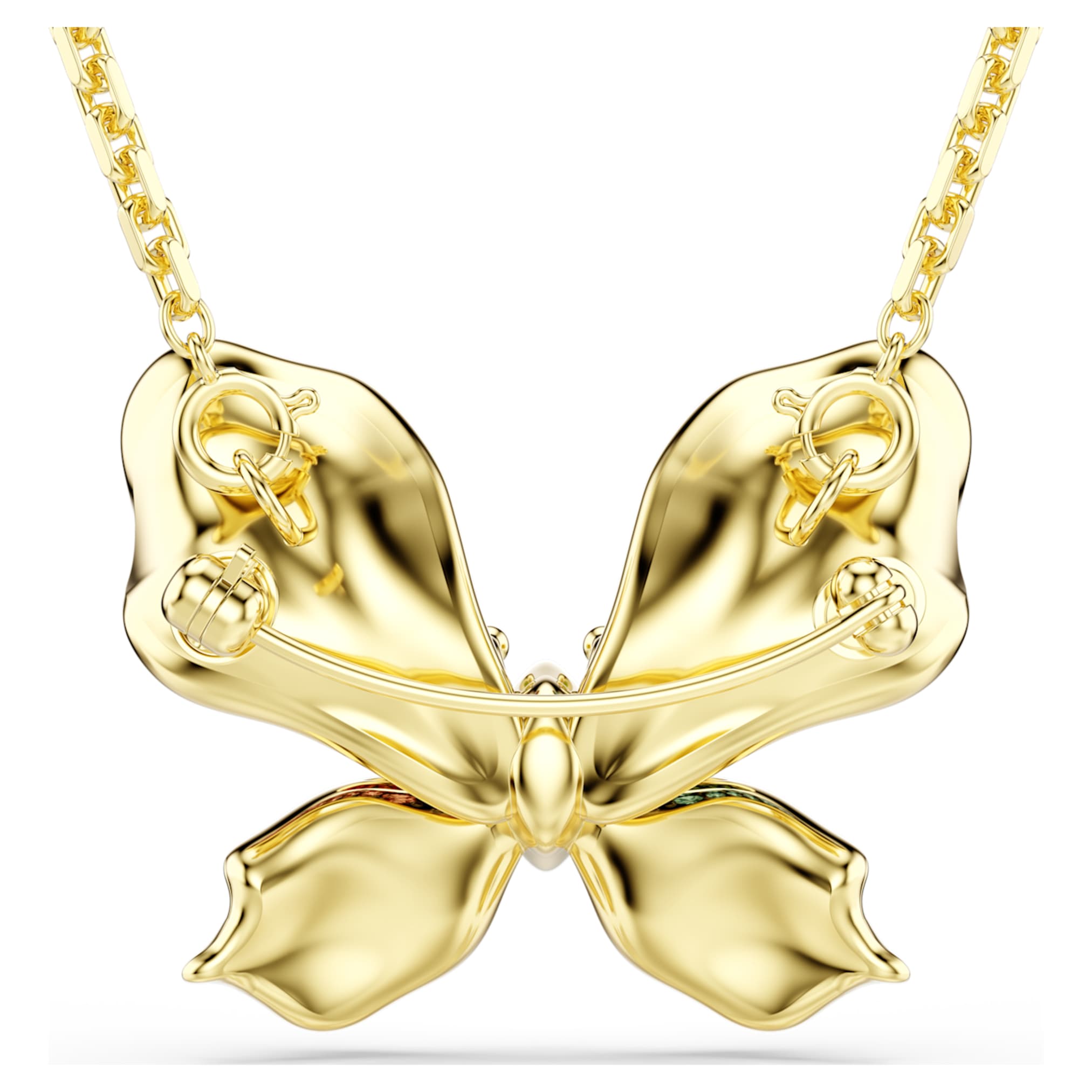 Swarovski Idyllia pendant and brooch Mixed cuts, Pavé, Butterfly, Multicolored, 18K gold finish