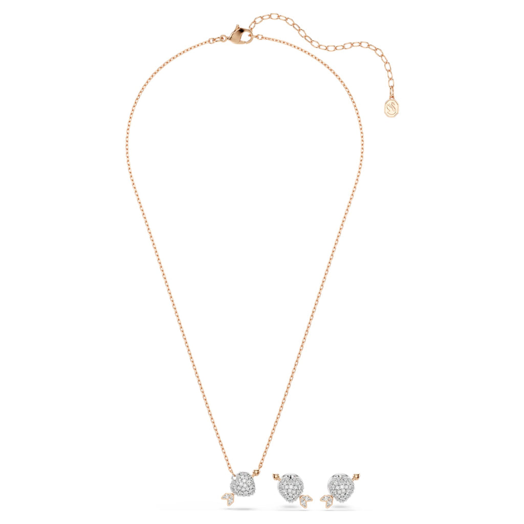 Swarovski Idyllia set Mixed cuts, Heart with arrow, White, 18K rose gold finish