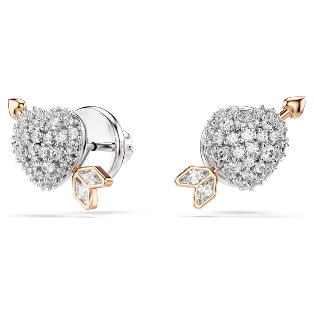 Swarovski Idyllia set Mixed cuts, Heart with arrow, White, 18K rose gold finish