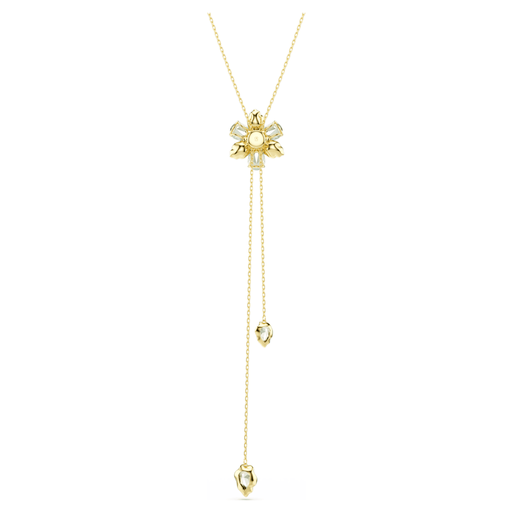 Swarovski Idyllia Y pendant Mixed cuts, Flower, Multicolored, 18K gold finish