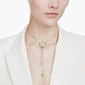 Swarovski Idyllia Y pendant Mixed cuts, Flower, Multicolored, 18K gold finish