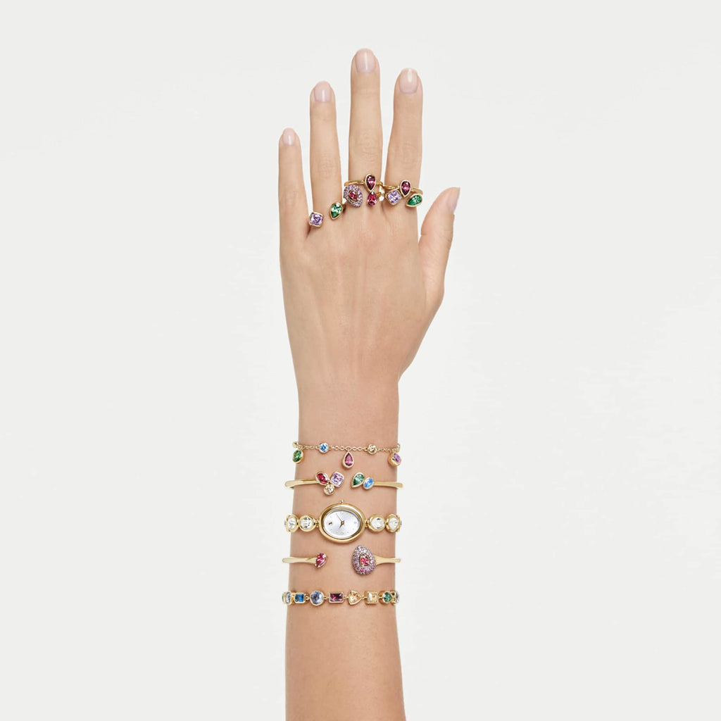 Swarovski Imber bangle Mixed cuts, Multicolored, 18K gold finish