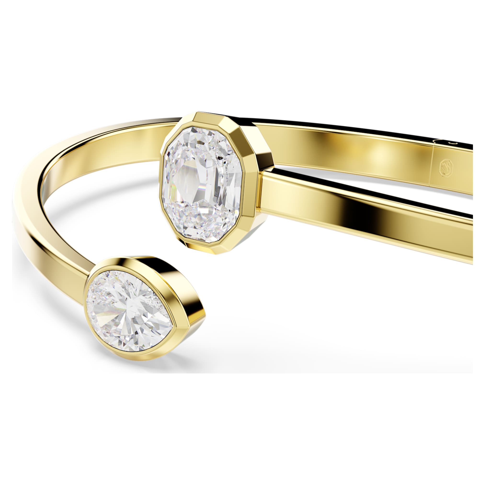 Swarovski Imber bangle Mixed cuts, White, 18K gold finish